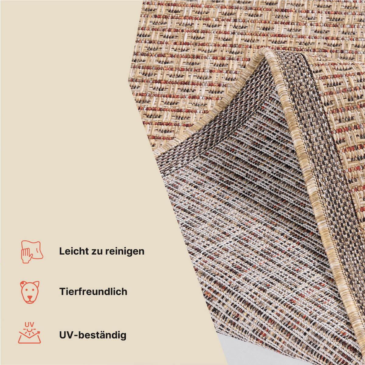 TEPPICH YUCANA Beige Outdoor Flachgewebe 160/230 cm - Beige, Textil (160/230cm) - Tapiso