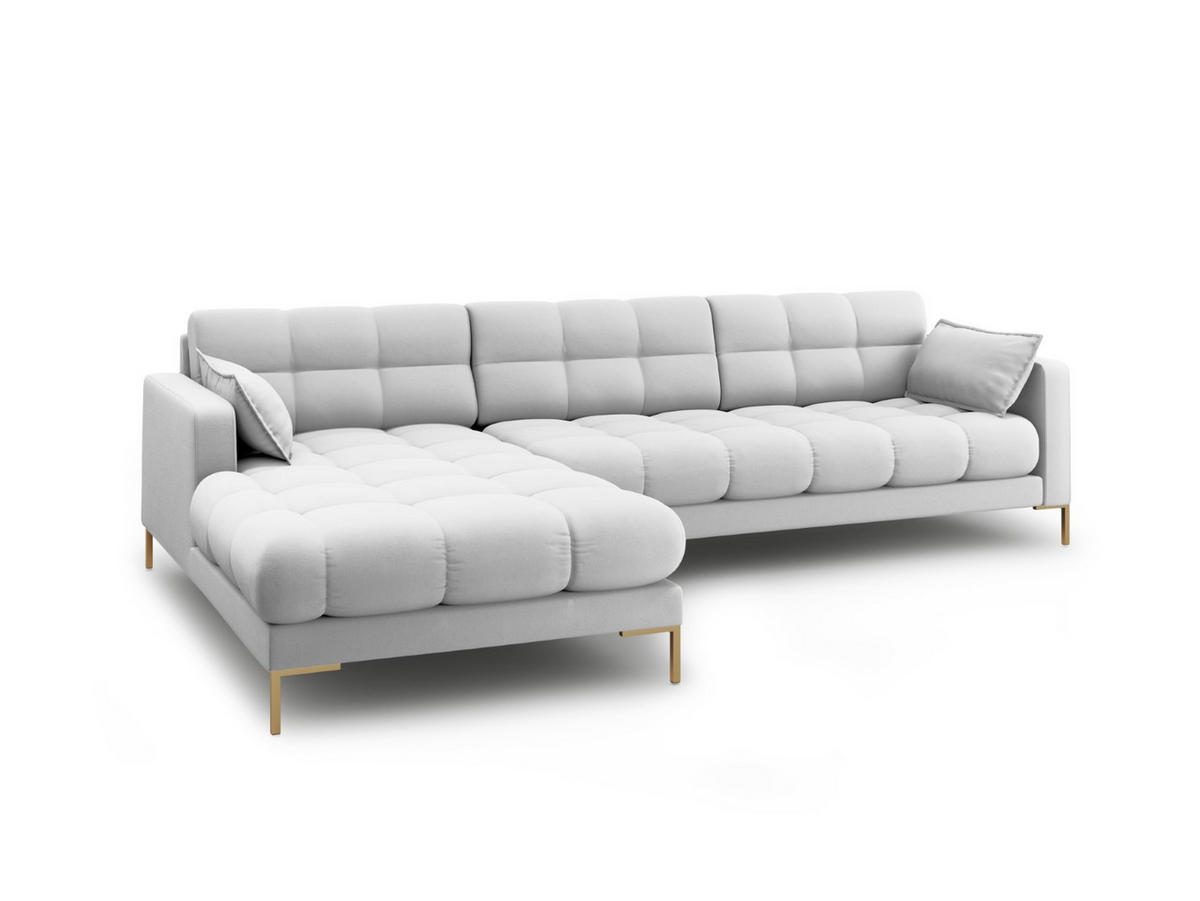 ECKSOFA links Mamaia aus strukturiertem Stoff hellgrau 5 Sitzplätze - Hellgrau, Textil (185/293cm) - Micadoni