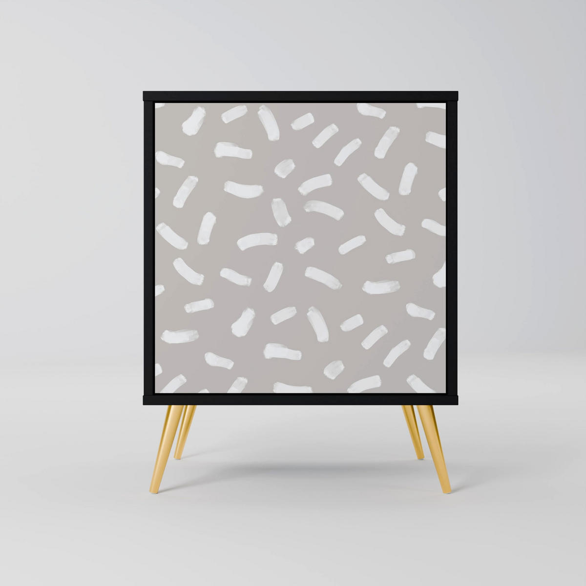 SIDEBOARD PASSING SECONDS, Schwarz, 57,5x42x70,5 cm, Schwarze Metall-Sternfüße - Multicolor/Schwarz, Holzwerkstoff/Metall (57.5/70.5/42cm) - SpaceRebels