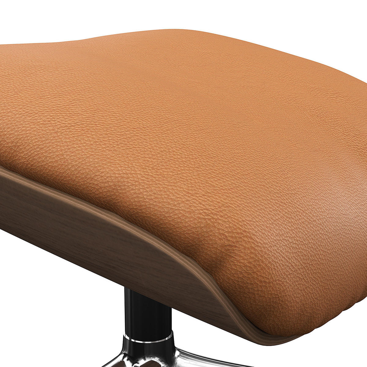 POLSTERHOCKER - Echtleder - Chromfarben/Cognac, Leder/Metall (49/39/44cm) - home24