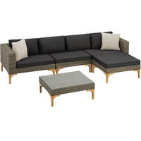 RATTANLOUNGE Konstanza, mit Sicherheitsglasplatte, natur - Naturfarben, Kunststoff/Metall - tectake