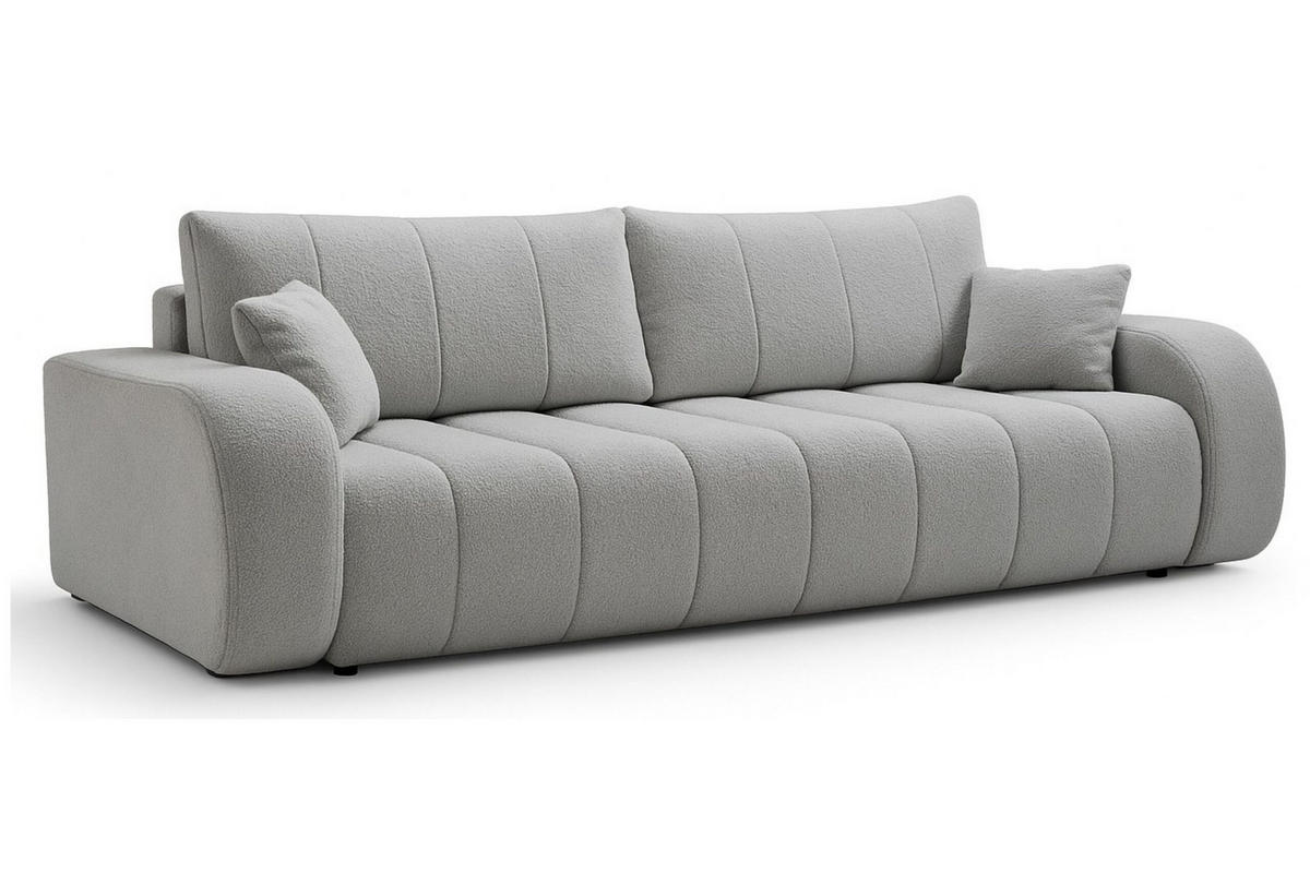 SCHLAFSOFA ALOO, Sofa mit Schlaffunktion und Bettkasten, Farbe: Hellgrau, Bouclé-Stoff - Hellgrau, Textil (248/88/105cm) - Sepro Meble