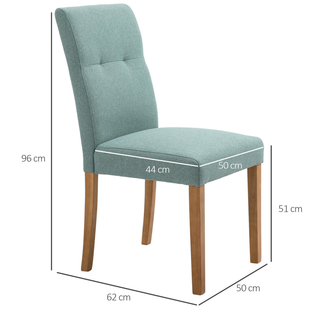 ESSZIMMERSTÜHLE Küchenstuhl Essstühle Rückenlehne Leinen-Polyester-Gewebe Grün - Grün, Kunststoff (62/96/50cm) - HOMCOM