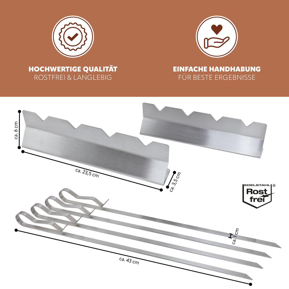 GRILLSPIESSE 4er-Set, silber, Metall - Edelstahlfarben, Metall (43cm) - bremermann