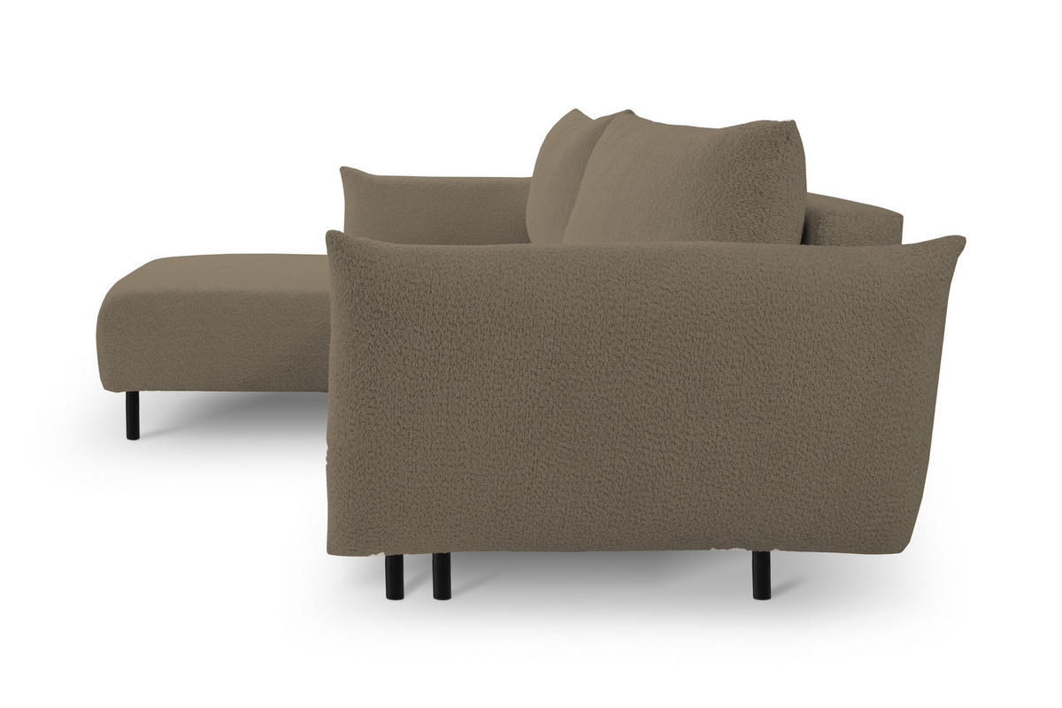 ECKSOFA ADEL mit Schlaffunktion und Bettkasten, L-förm, Metallbeine, verstellbar lose Rückenkissen, freistehend, LINKS, 171x257x90 cm, Light brown - Hellbraun, Holz/Textil (171/257cm) - DomoHome