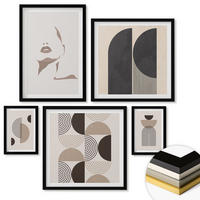 WANDBILDER 5er-Set - 50x50 cm & 20x30 cm & 40x60 cm Schwarzer Rahmen - Abstrakte Gesichtsformen - Schwarz, Kunststoff (40/60cm) - ArtPrintCave