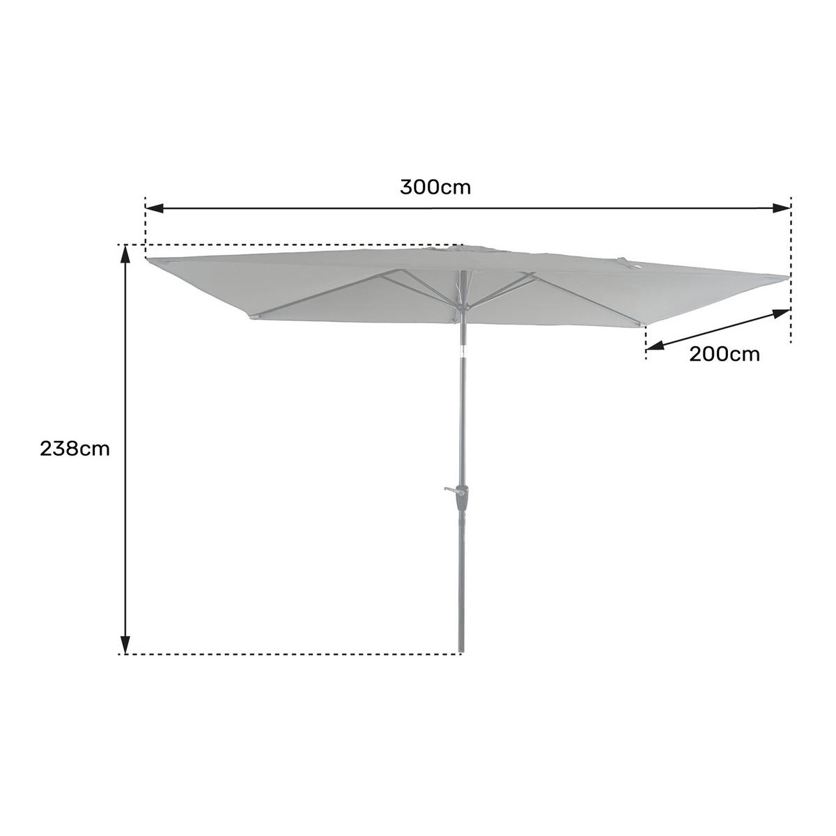 SONNENSCHIRM Hapuna Grau 200/300 cm - Grau, Textil (200/300cm) - Happy Garden