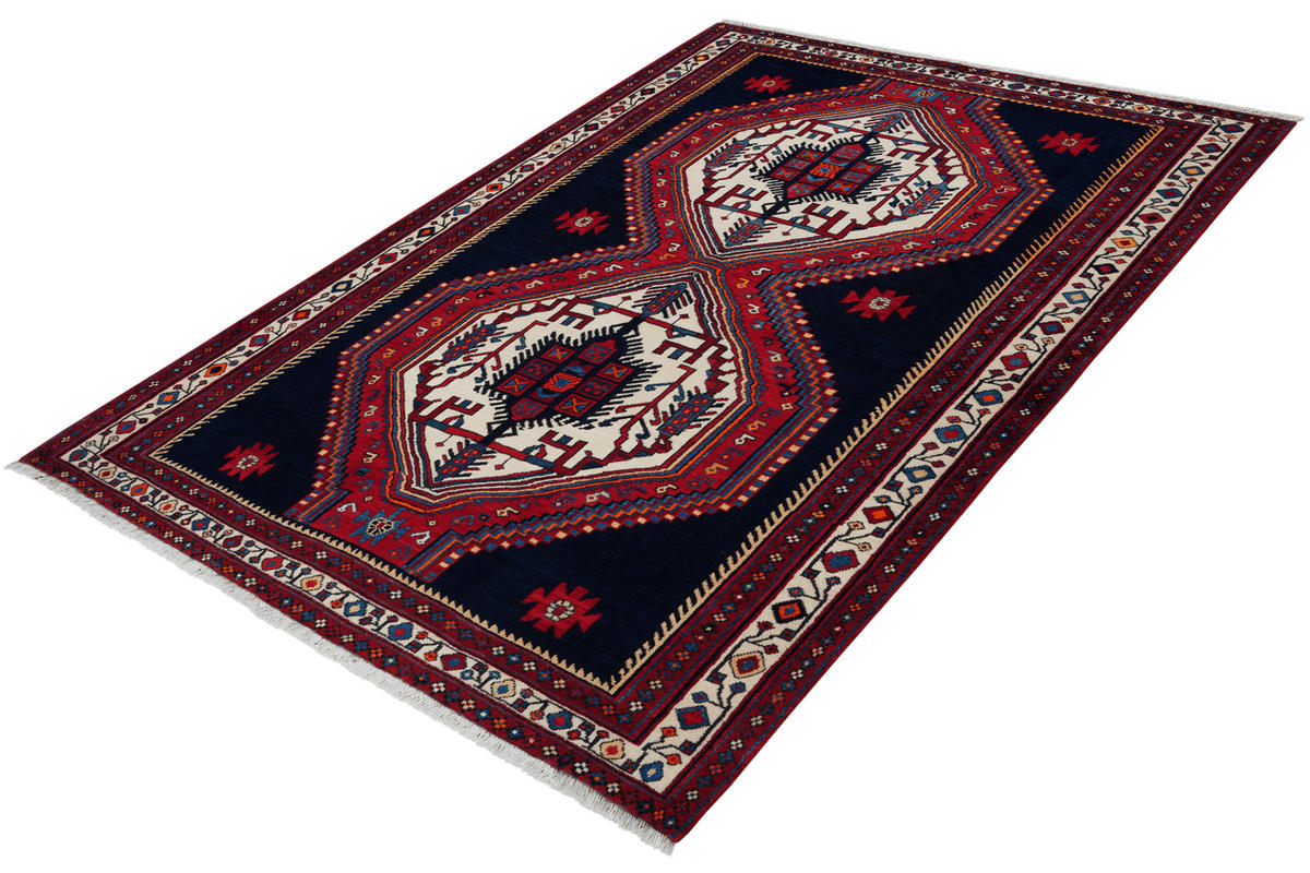 ORIENTTEPPICH handgeknüpft Afshar Blau 229/162 cm Schurwolle - Blau, Textil (162/229cm) - Looma