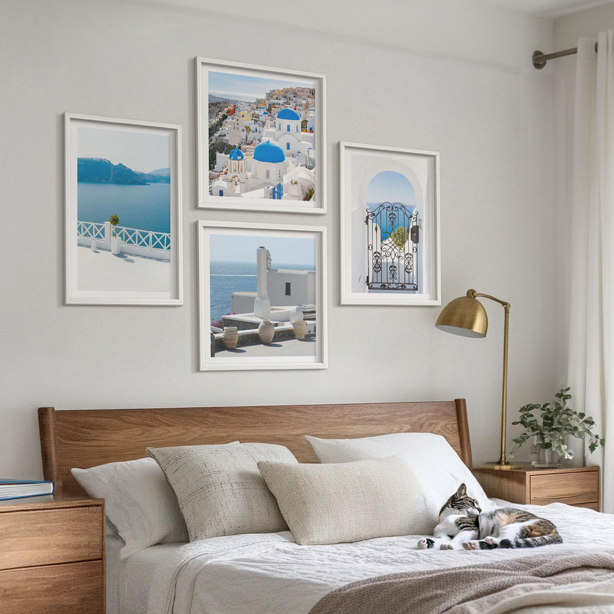 WANDBILDER 4er-Set - 50x50 cm & 40x60 cm Weißer Rahmen - Gebäude am Weißen Meer, Griechenland - Weiß, Kunststoff (50/50cm) - ArtPrintCave