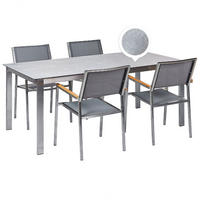 GARTENMÖBEL SET 4-Sitzer Keramik-Glas Textil grau Cosoleto/Grosseto - Silberfarben/Grau, Glas - Beliani