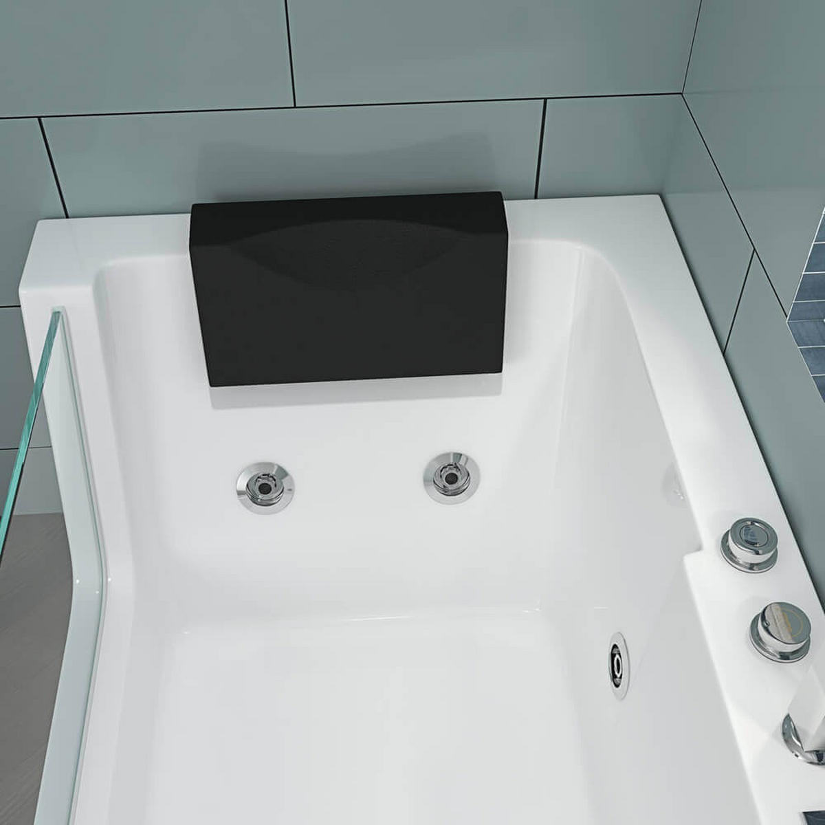 WHIRLPOOL Badewanne mit Lichttherapie CARICA - 170 x 80 cm Rechts - Weiß, Keramik (170/59/80cm) - Home Deluxe