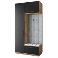 GARDEROBENSCHRANK REMA 120/240/60 cm Modern Eiche Wotan - Eiche Wotan/Schwarz, Holzwerkstoff (120/240/60cm) - MASSENO