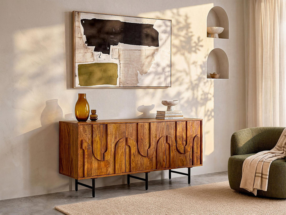 SIDEBOARD - 160 cm x 45 cm - holz - naturfarben dunkel Mizoram - Naturfarben, Holz (160/75/45cm) - Vente-Unique