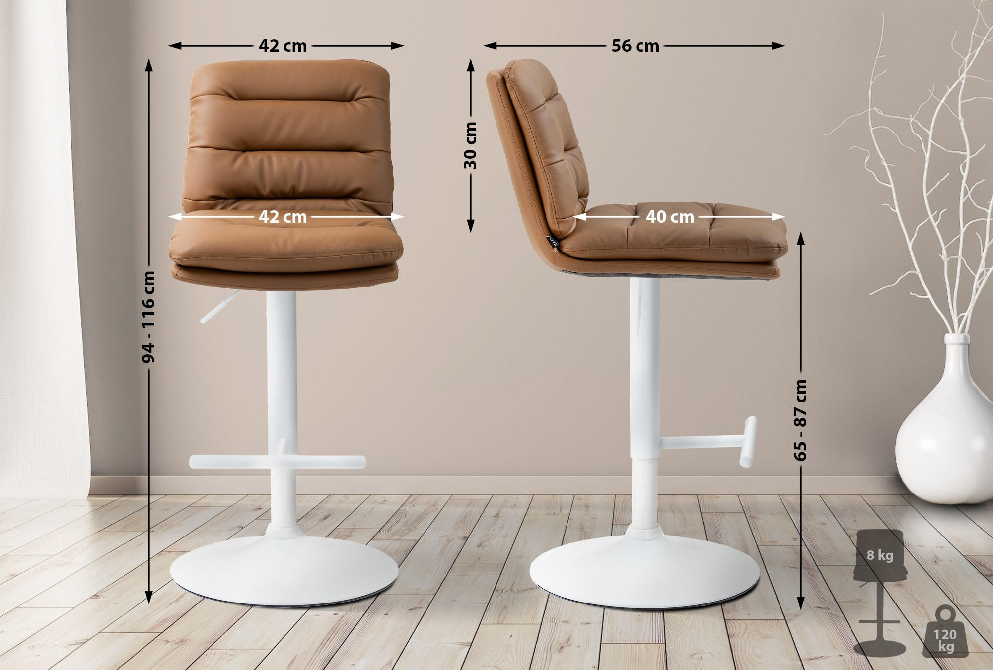 Thumbnail - CLP Barhocker, Hellbraun, Textil, 42x94x56 cm, Esszimmer, Barmöbel, Barhocker