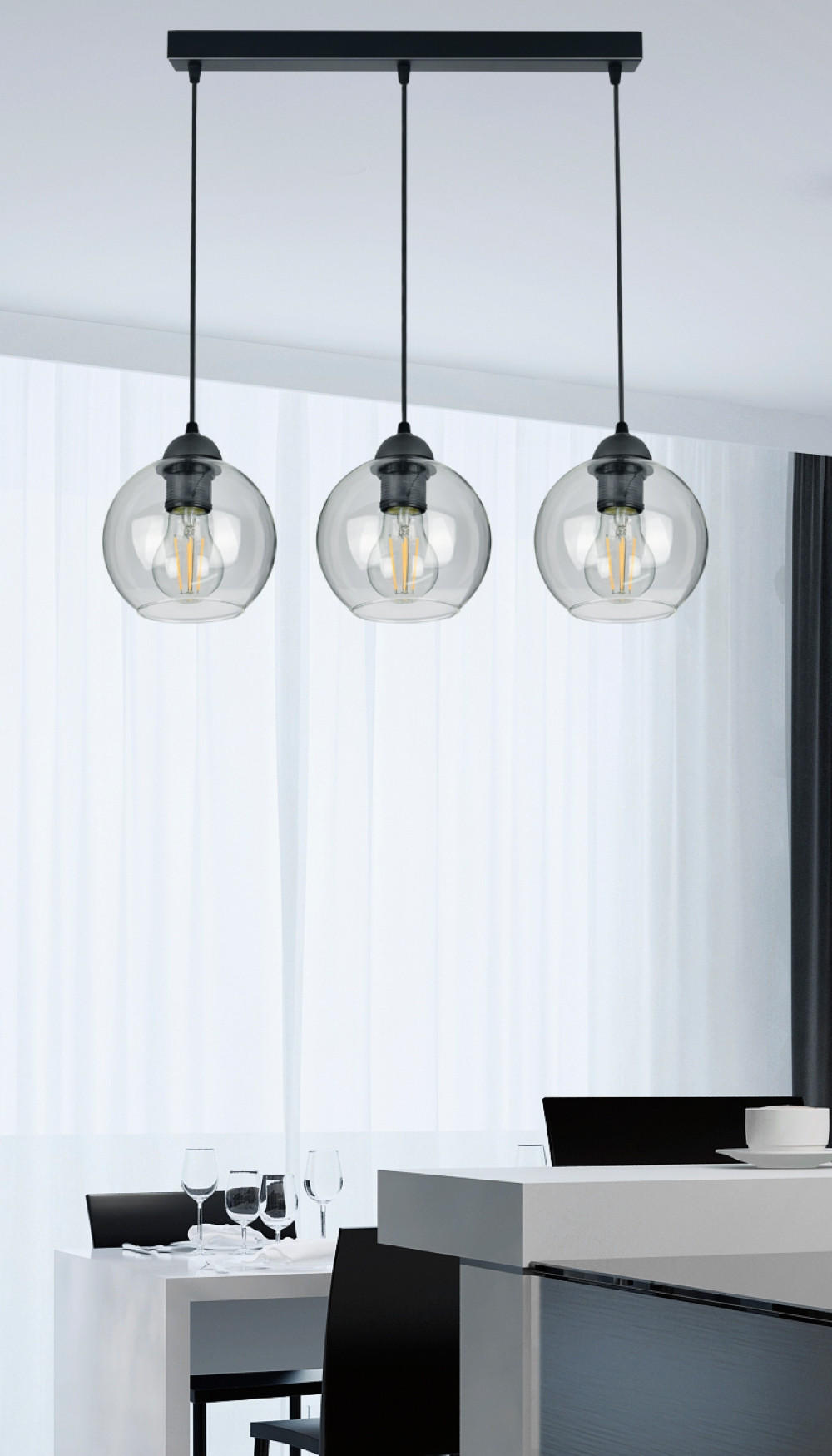 PENDELLEUCHTE HAGEN - Transparent, Glas/Metall (15/70/70cm) - kiki design