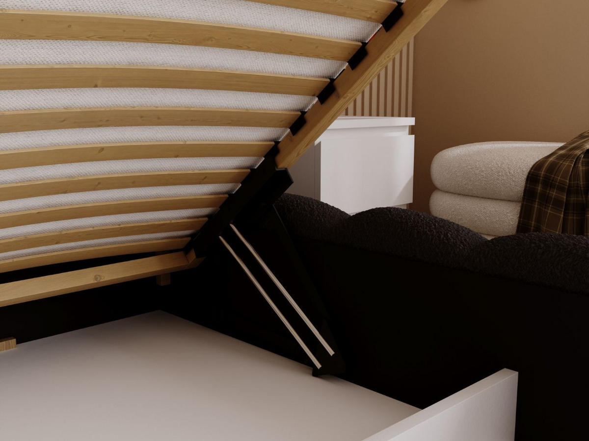 POLSTERBETT Smile 200x200 Bouclé-Stoff Schwarz - Schwarz, Textil (200/200cm) - Graingold