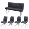 ESSZIMMER-SET Anthrazit 5er-Set - Anthrazit, Textil (160/90/60cm) - MCW