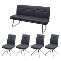ESSZIMMER-SET Anthrazit 5er-Set - Anthrazit, Textil (160/90/60cm) - MCW