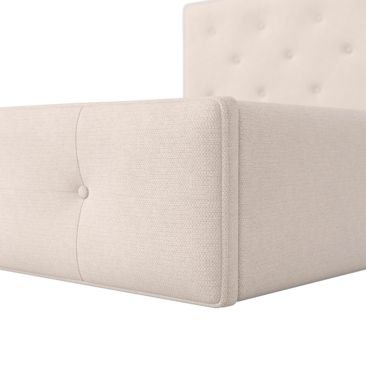 POLSTERBETT Julie Beige ca. 180 / 200 cm Stauraum - Creme, Holz - Bessagi Home