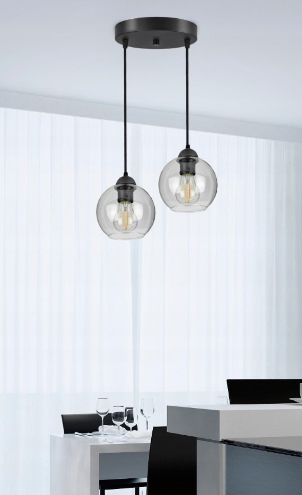 PENDELLEUCHTE HAGEN - Transparent, Glas/Metall (35/35/70cm) - kiki design