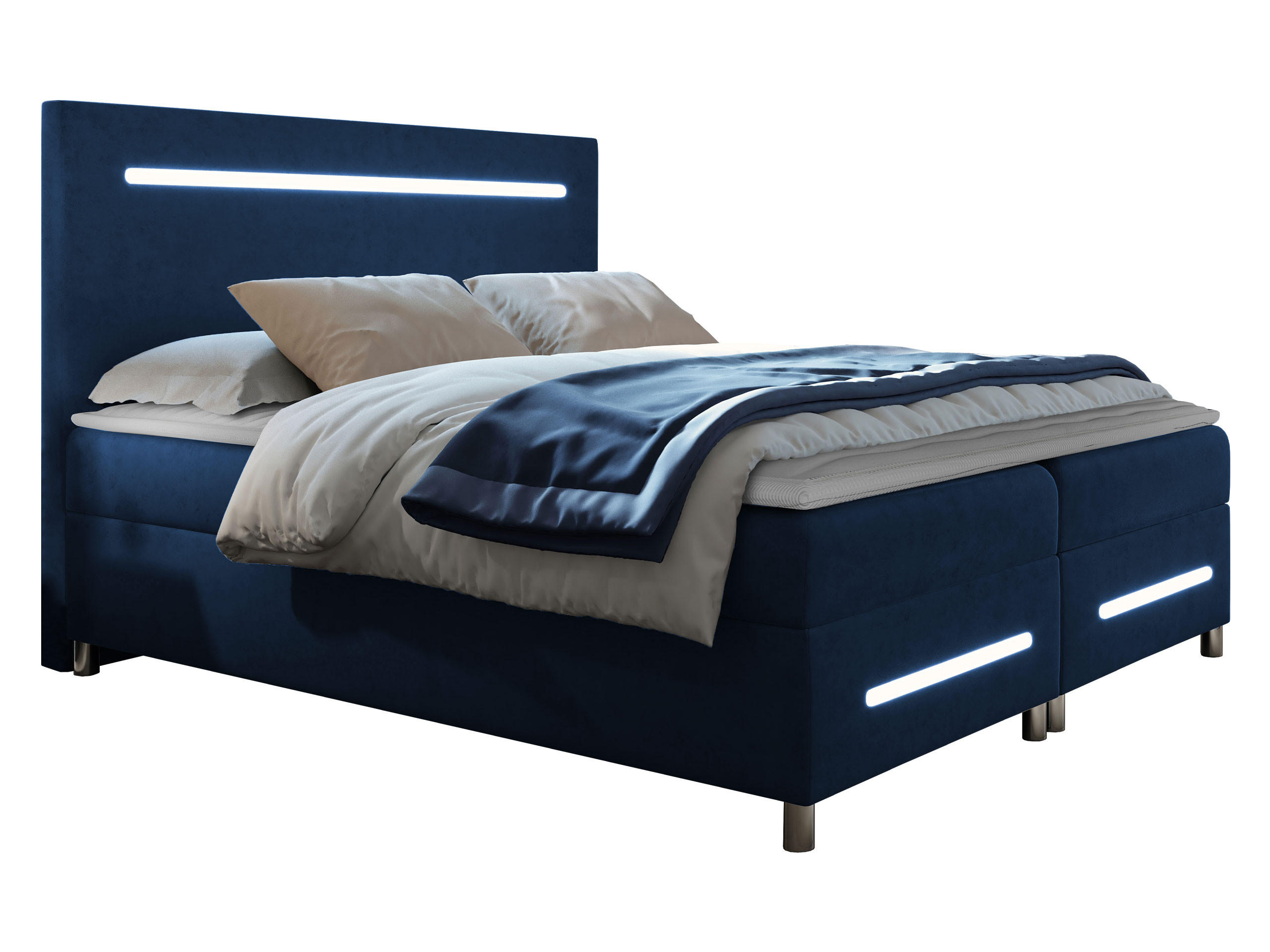 BOXBETT Enter LED - Dunkelblau, Holz (140/200cm) - MIRJAN24