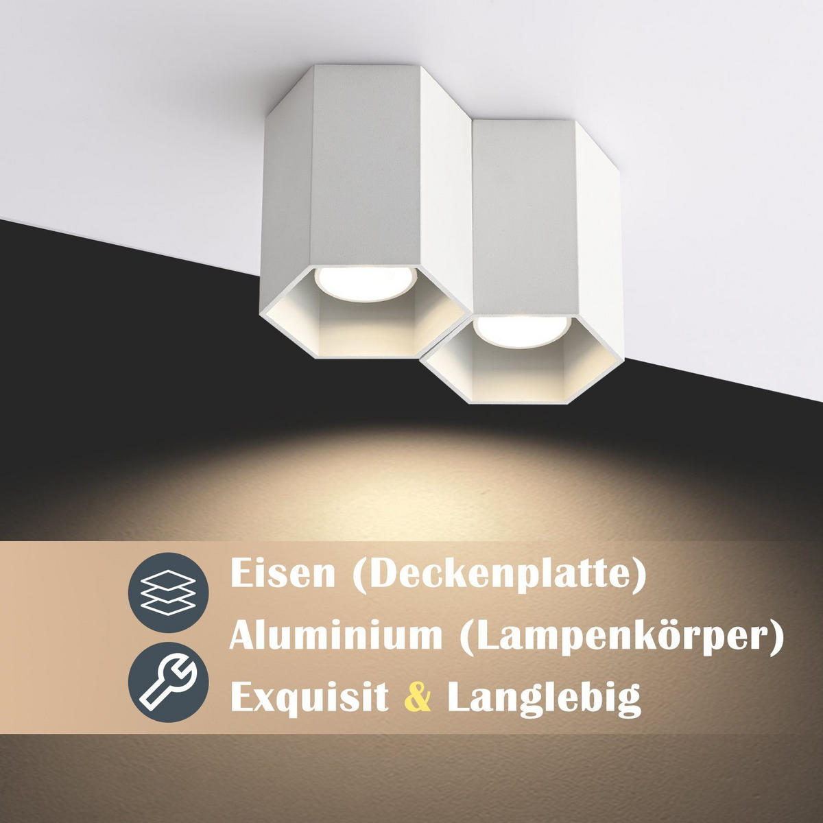 DECKENSTRAHLER Fare 19/11/1cm - Weiß, Metall (19/11/12cm) - ZMH