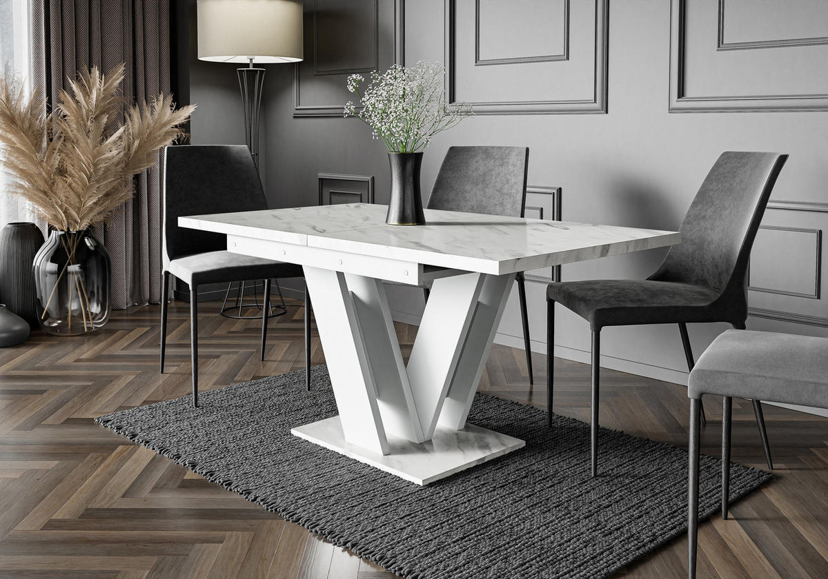 ESSTISCH MASSAR Ausziehbar 120 - 160 / 80 x 76 cm - Hellgrau/Weiß, Holz (120/80/76cm) - MASSENO