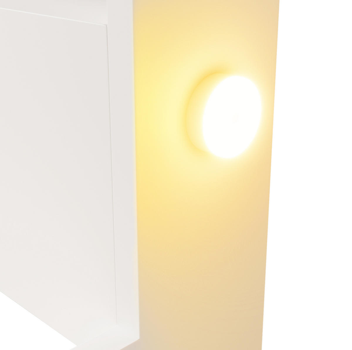 KINDERBETT 140/200 cm weiß aus Holz mit Regal und Nachtlichtern - Weiß, Holzwerkstoff (140/200cm) - OKWISH