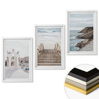 WANDBILDER 3er-Set - 40x60 cm Weißer Rahmen - Meeresarchitektur Santorin - Weiß, Kunststoff (40/60cm) - ArtPrintCave
