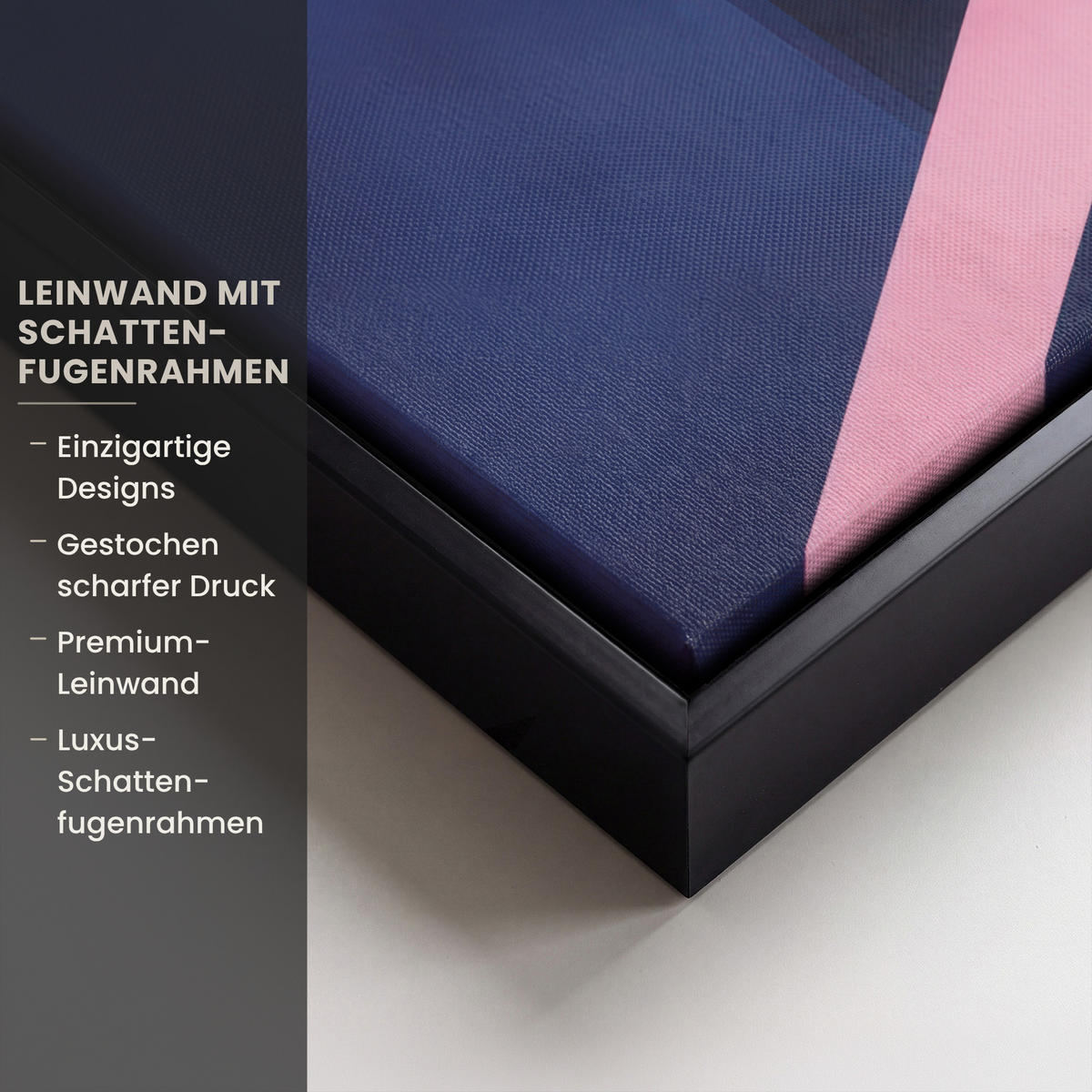 LEINWAND Bilder mit Rahmen - Katze - Treppe - Gebäude - Schattenkontraste - 40x30 - Dunkelblau, Textil (40/30cm) - MuchoWow