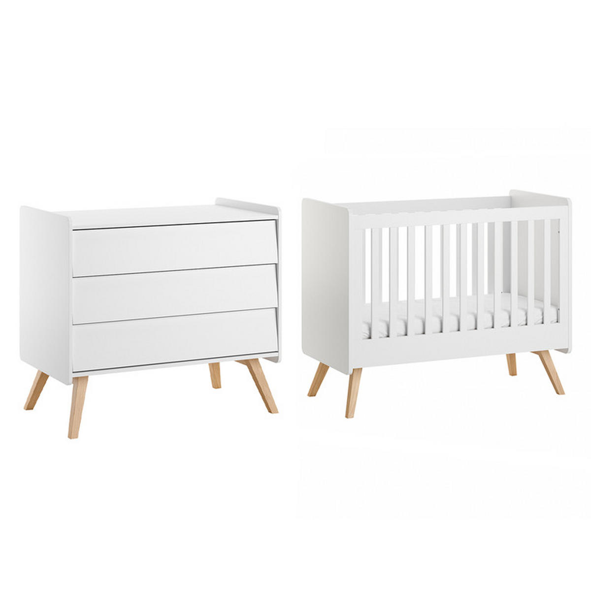 BABYZIMMER 2-teilig Vintage Weiß - Weiß, Holzwerkstoff (125/103/65cm) - Petits-meubles