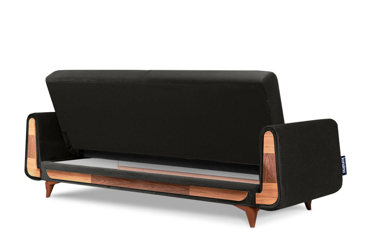 3-SITZER SCHLAFSOFA GUSTAVO mit Armlehnen, anthrazit - Anthrazit/Braun, Textil (230/98/98cm) - KONSIMO®