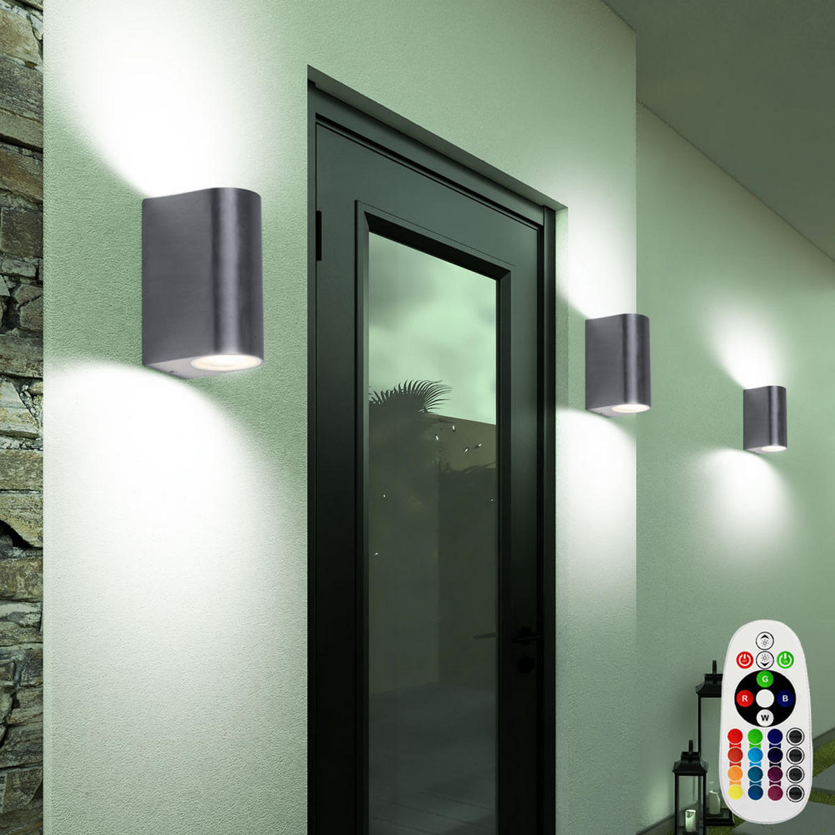 RGB LED AUSSEN-WANDLEUCHTE Silber Aluminium - Silberfarben, Metall (7/15.1/10cm)