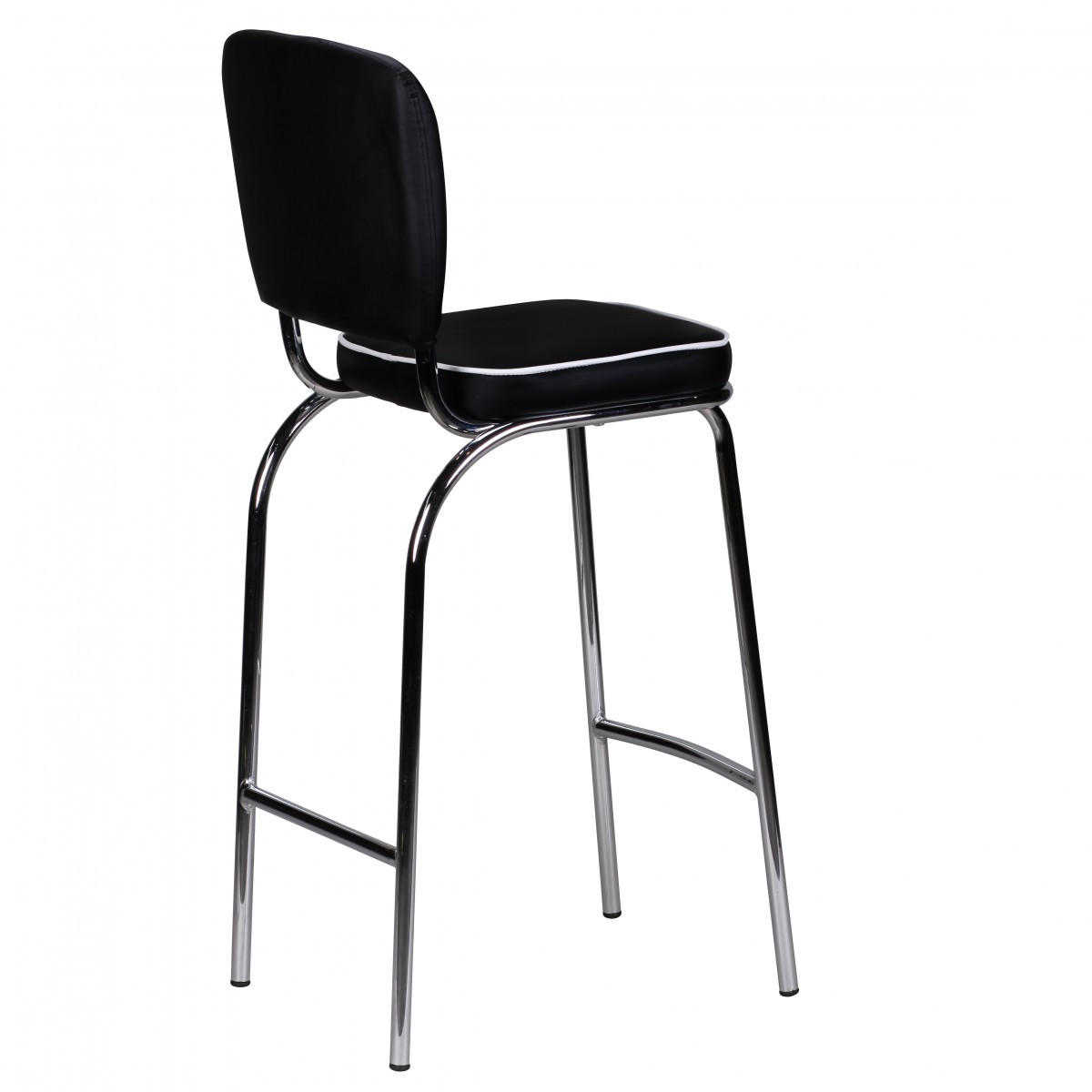 BARHOCKER Kunstleder Chromfuß Retro, Schwarz 40x38x110 cm - Silberfarben/Schwarz, Kunststoff/Textil (40/110/38cm) - KADIMA DESIGN