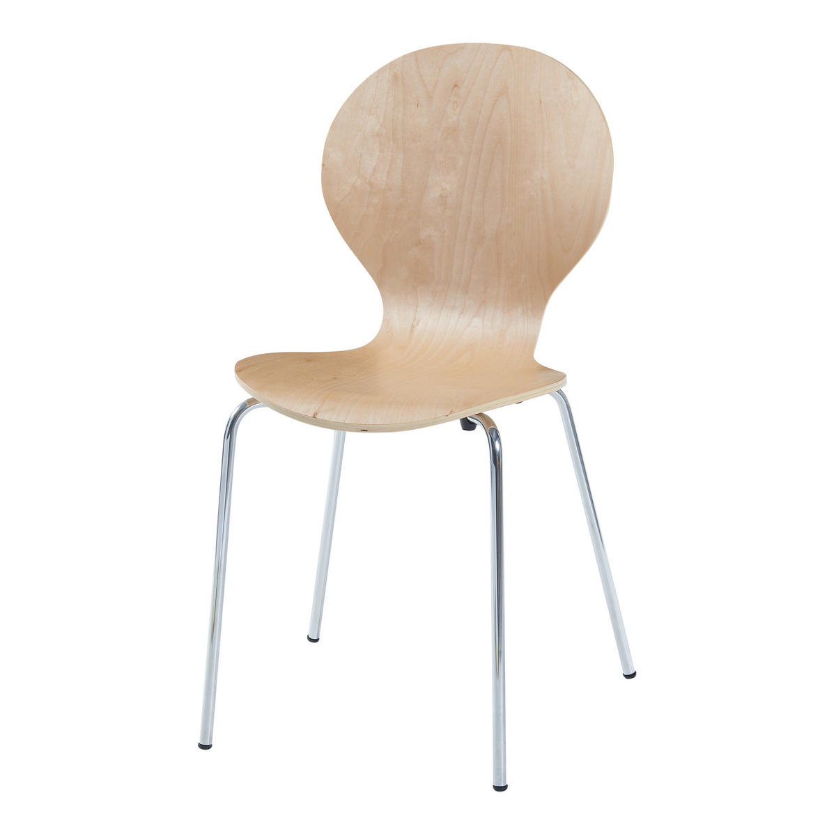 ESSZIMMERSTUHL-SET 4 TLG. Etne - Chromfarben/Birkefarben, Holz/Metall (48/85/50cm) - [en.casa]