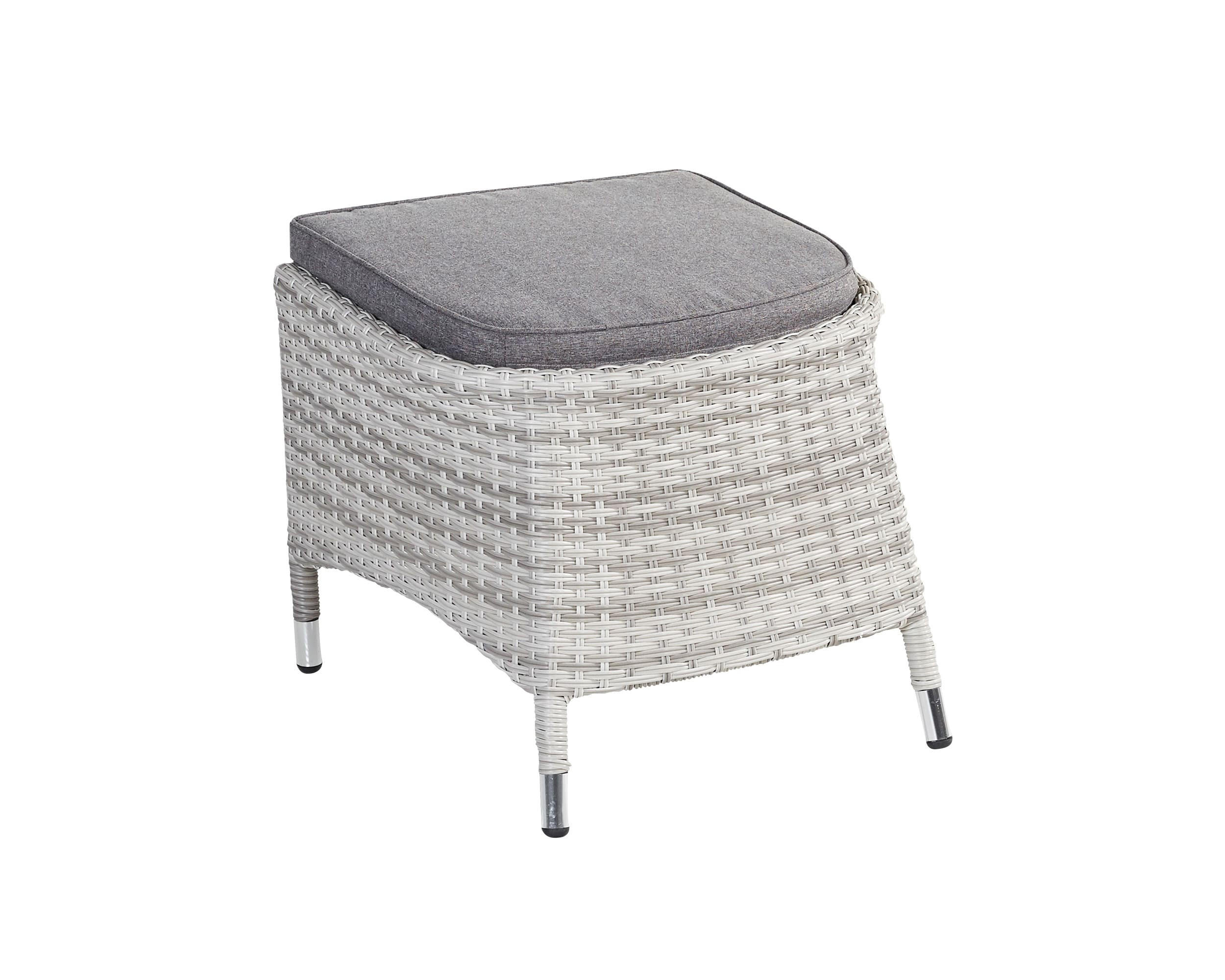 GARTENHOCKER Boston 57x50x44 cm, Polyrattan, Weiß-Grau - Grau, Kunststoff (50/44/57cm) - dasmöbelwerk