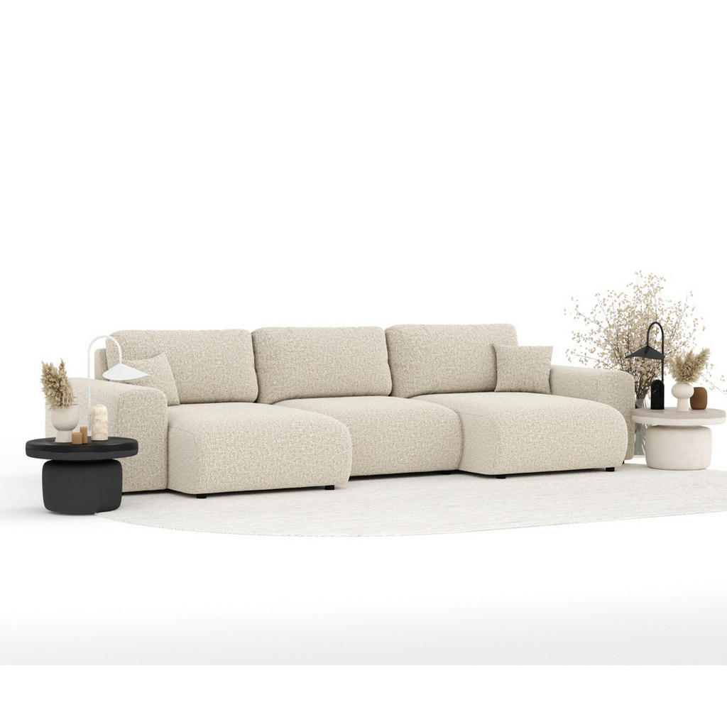 Thumbnail - Maison de Reve Panoramasofa, Beige, Textil, 6-Sitzer, Füllung: Silikon, U-Form, Rundrohr, 325x79x144 cm, Oeko-Tex® Stand...