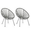 RATTANSTUHL 2er-SET Kunststoff dunkelgrau 70 cm Acapulco II - Dunkelgrau/Schwarz, Kunststoff (70/87/90cm) - Beliani
