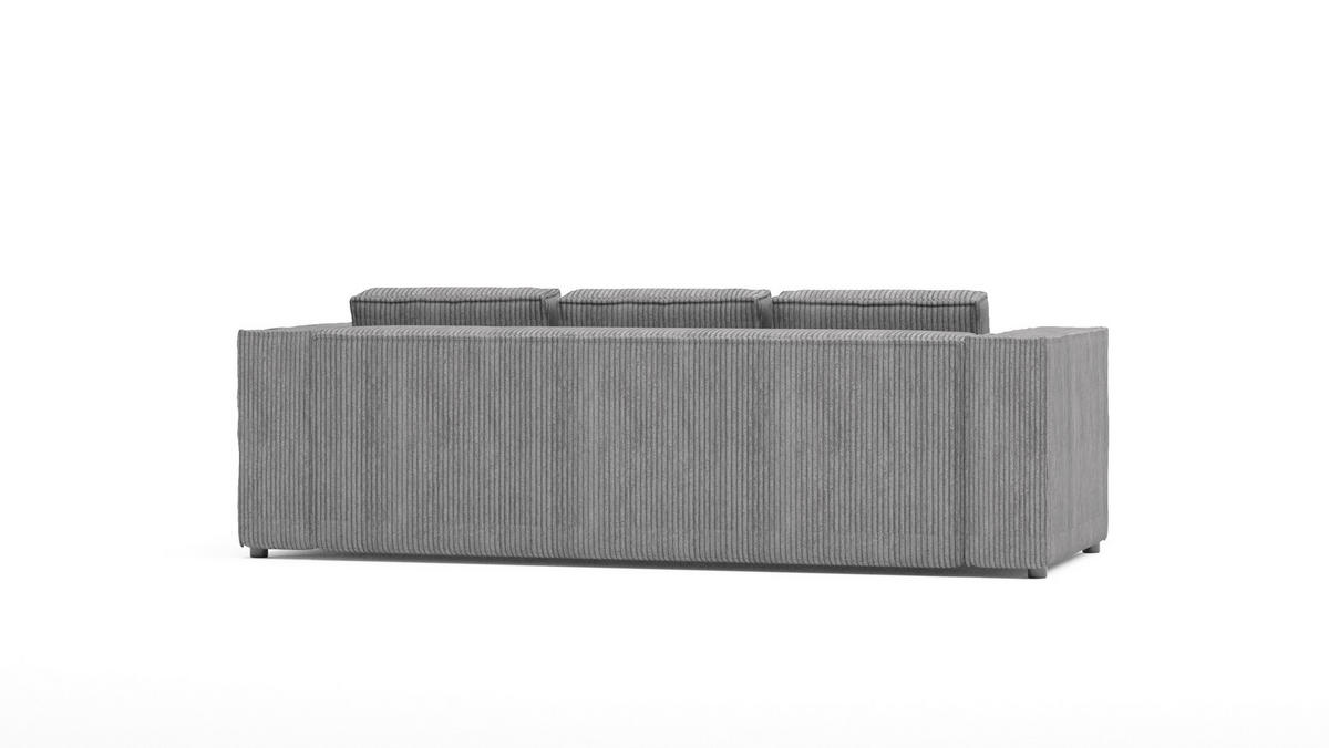 3-SITZER-SOFA Nova Hellgrau Cord - Hellgrau/Schwarz, Holz/Kunststoff (230/64/92cm) - S-Style Möbel