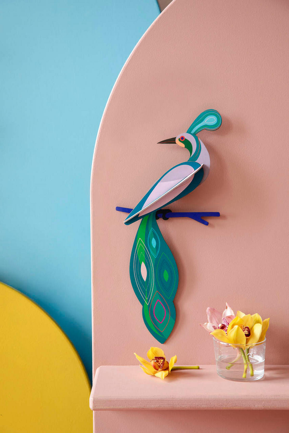 WANDDEKO Abstrakte Vogelform 18/5 cm - Grün, Wellpappe (18/5/40cm) - KUNSTLOFT