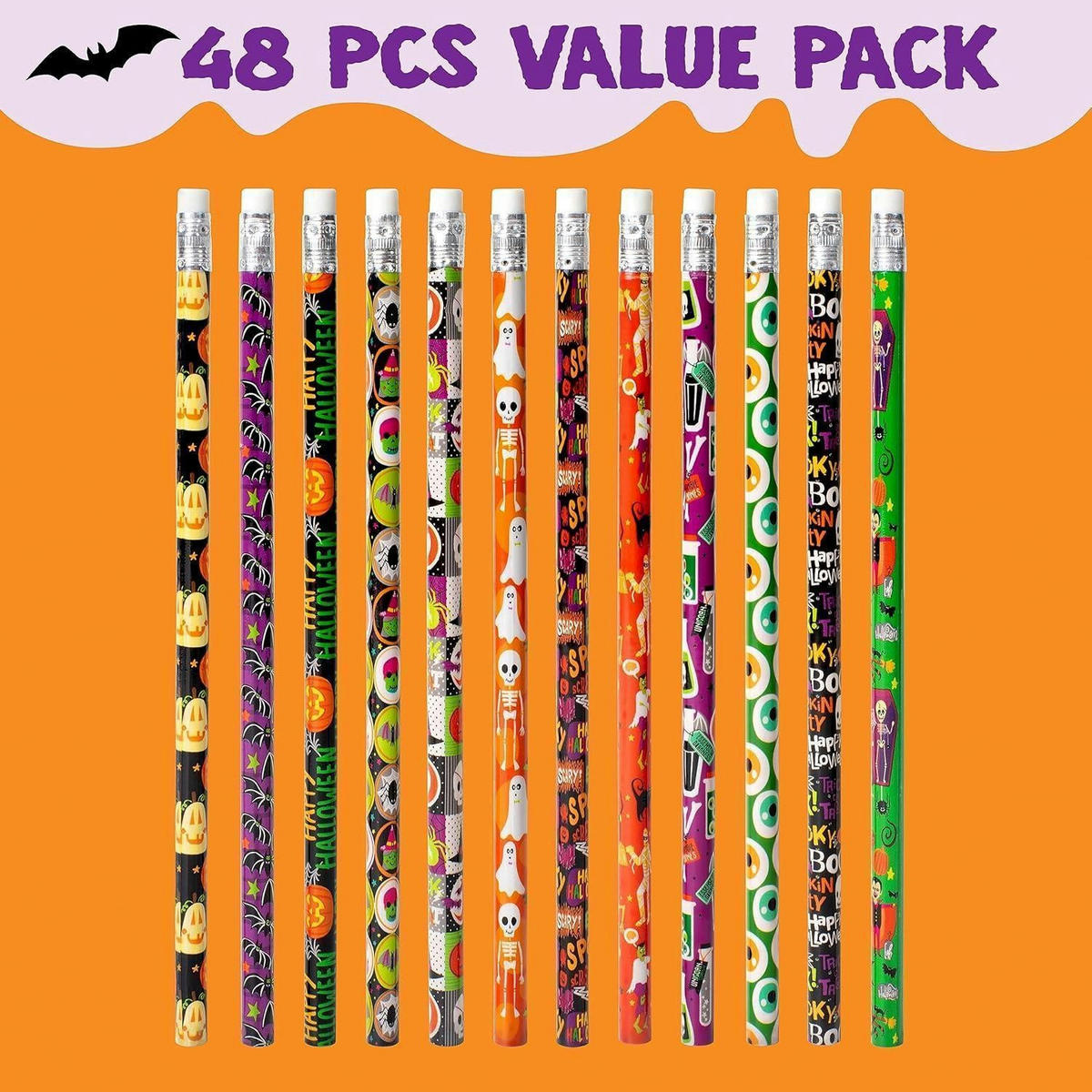BLEISTIFT 48-teiliges Set Halloween-Designs - Multicolor, Holz