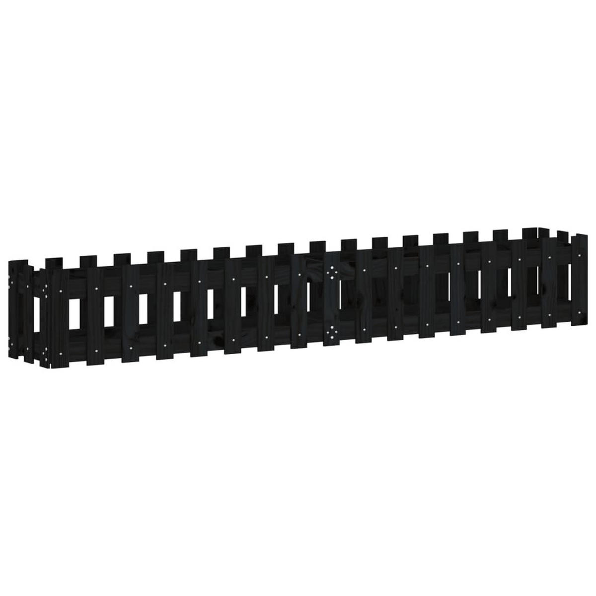 HOCHBEET Latten-Design Schwarz 200x30x30 cm Massivholz Kiefer - Schwarz, Holz (30/30/200cm) - furnicato