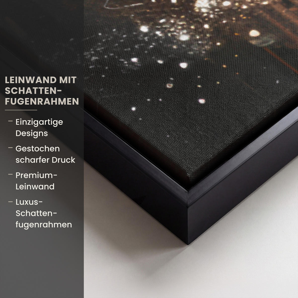 LEINWAND Bilder mit Rahmen - Tiger - Tiere - Porträt - Luxus - Schwarz - 90x90 - Braun, Textil (90/90cm) - MuchoWow