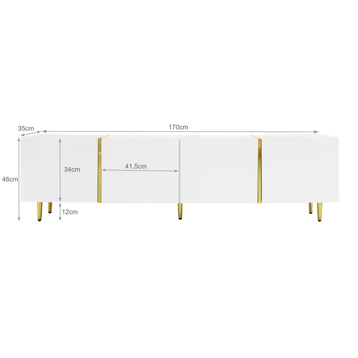 TV-ELEMENT 170/35/46 cm mit 4 Türen und Soft-Close in Weiß Hochglanz - Weiß, Holzwerkstoff (170/46/35cm) - BEAOK