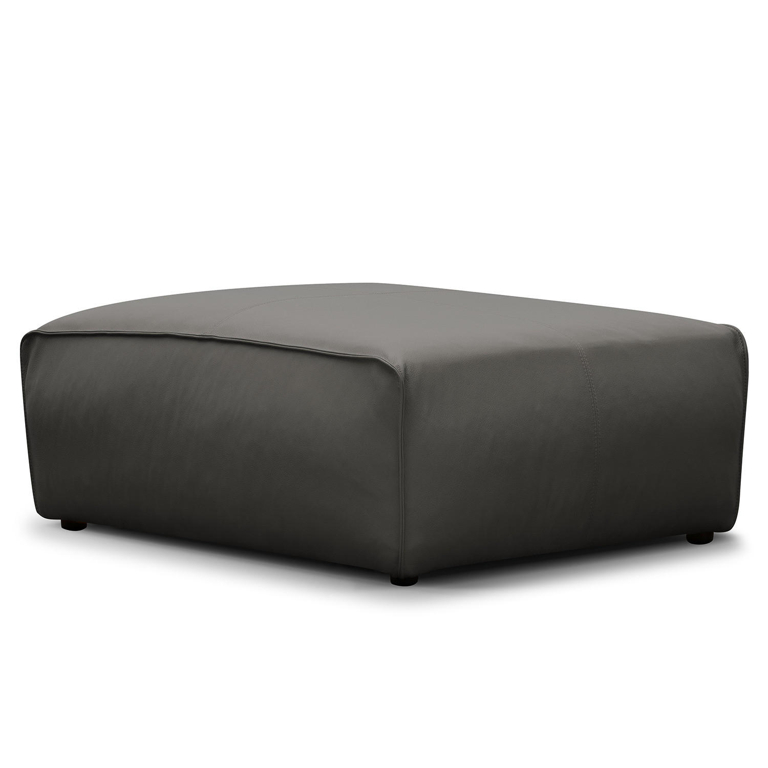 POLSTERHOCKER - Schwarz/Grau, Leder (81/38/100cm) - home24