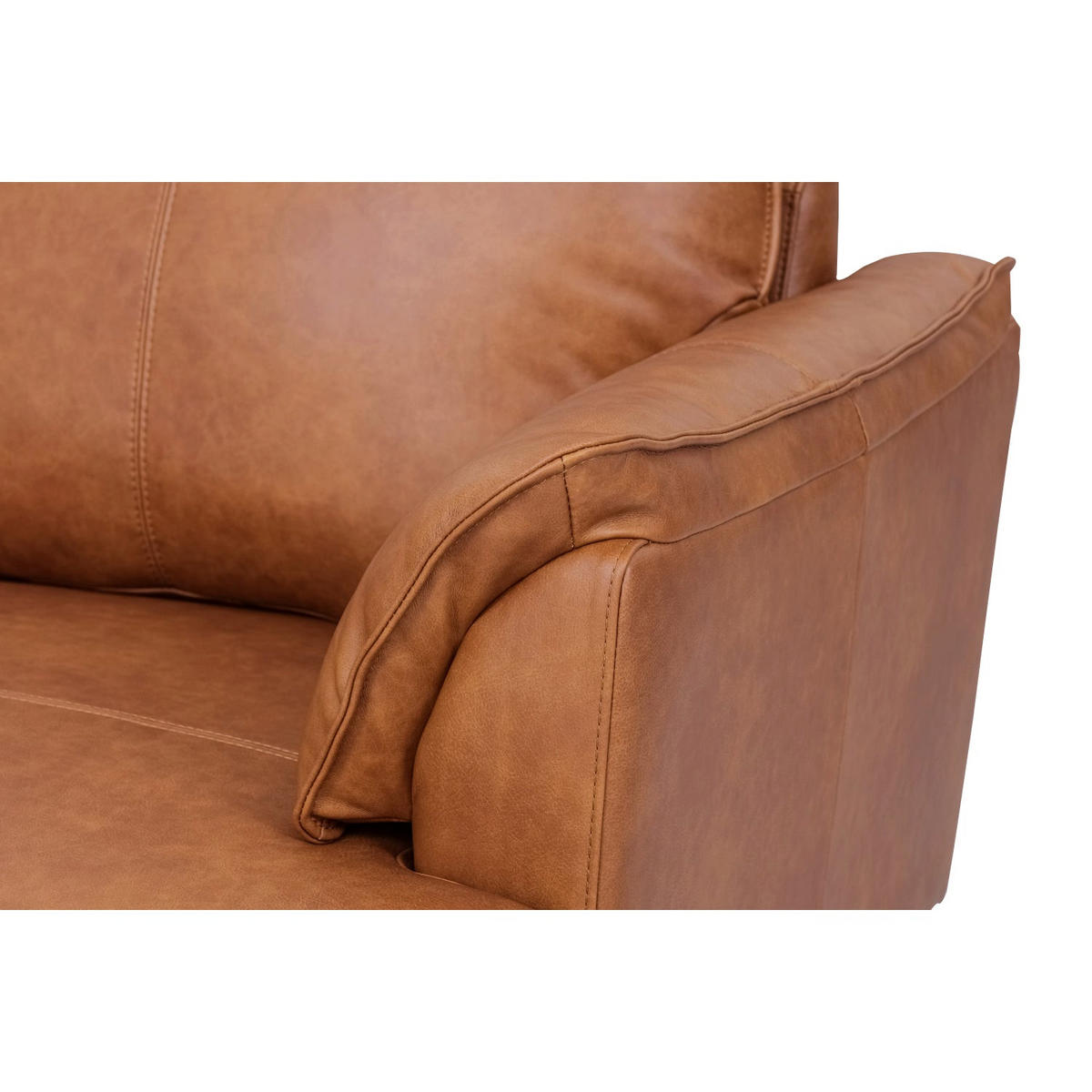 DREISITZER-SOFA Echtleder Braun - Schwarz/Braun, Leder/Metall (195/88/90cm) - Furnhouse