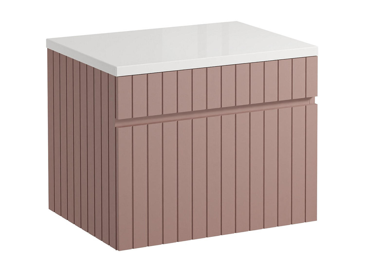 WASCHBECKENUNTERSCHRANK - 60cm x 46cm - MDF - puderrosa - SATARA - Pink, Holz (60/46/46cm) - Vente-Unique