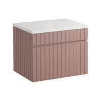 WASCHBECKENUNTERSCHRANK - 60cm x 46cm - MDF - puderrosa - SATARA - Pink, Holz (60/46/46cm) - Vente-Unique
