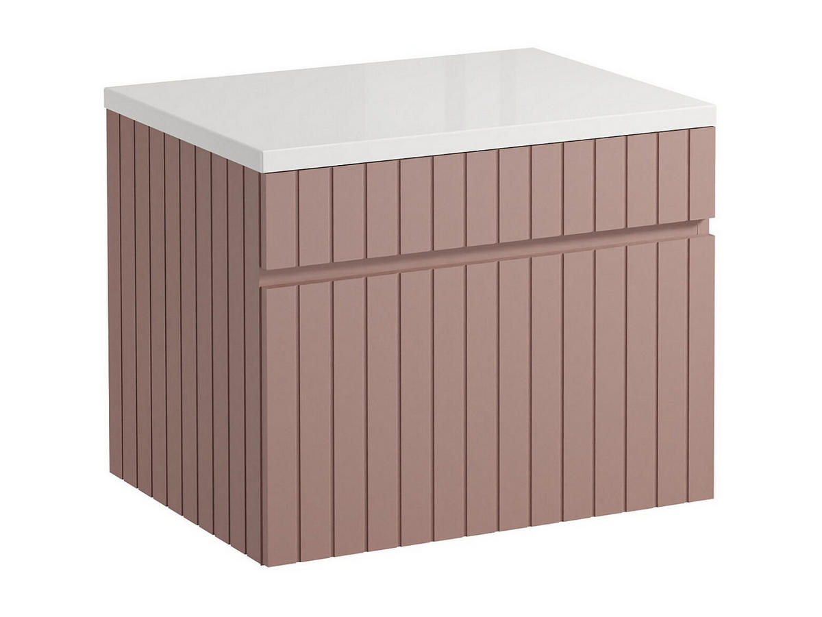 WASCHBECKENUNTERSCHRANK - 60cm x 46cm - MDF - puderrosa - SATARA - Pink, Holz (60/46/46cm) - Vente-Unique