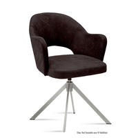ARMLEHNSTUHL drehbar (8er-Set) Davinia 59x87x61 Edelstahl/Espresso - Edelstahlfarben/Dunkelbraun, Kunststoff (61/87/59cm) - 58aufmkessel